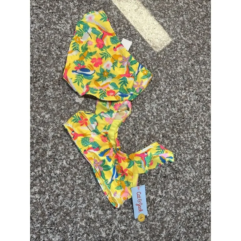 Cat and Jack Girls Floral 2 Piece Bikini Set Size Medium (8) New with Tags